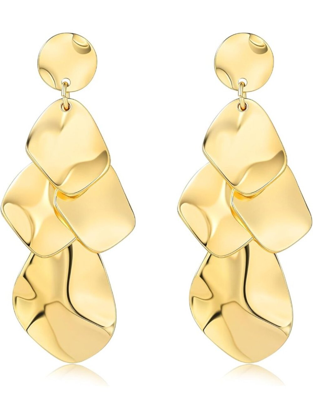 Chunky Gold Drop Earrings for Women, Statement Dangle Ginkgo Leaf Jewelry Gift
